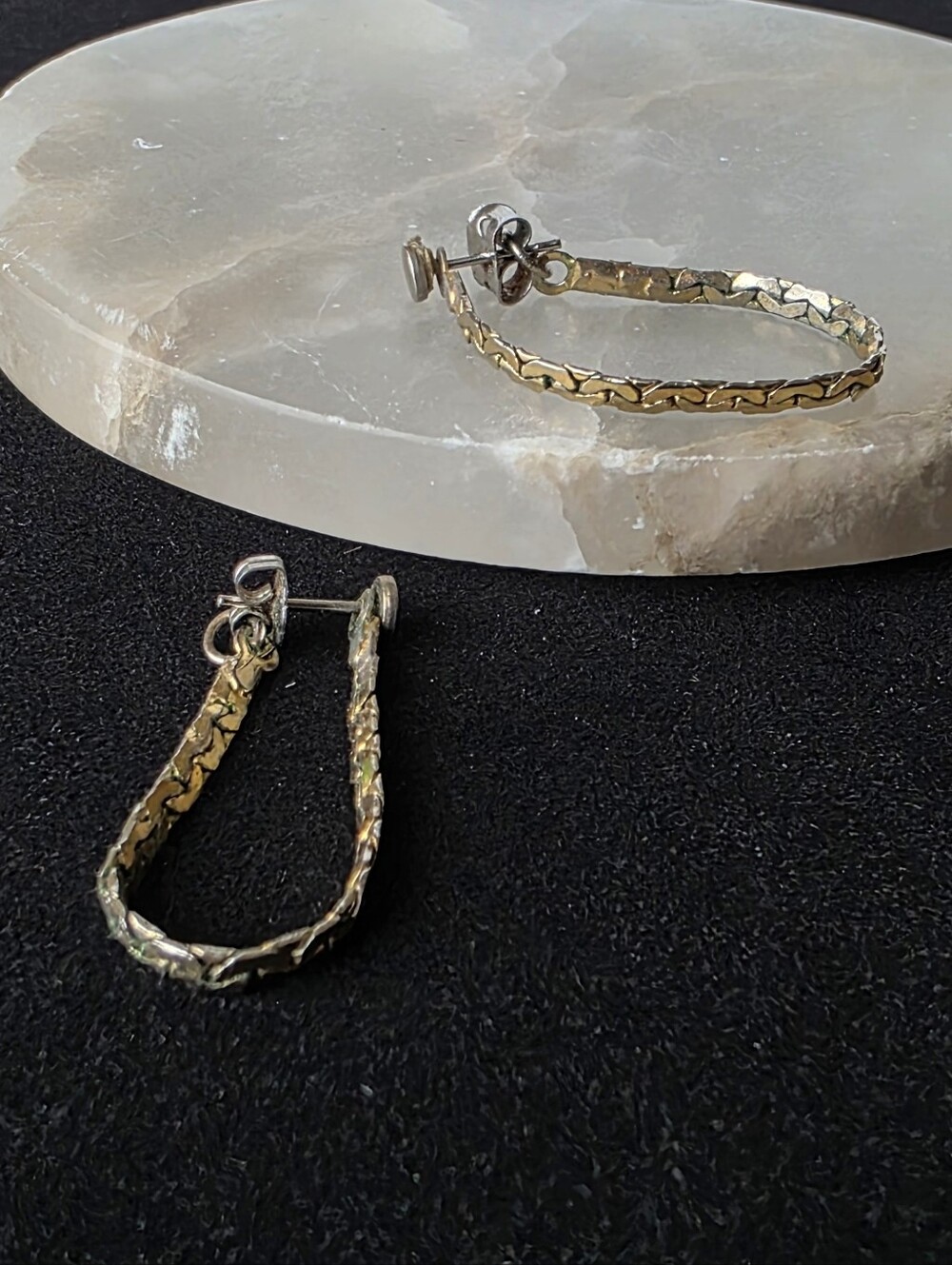 Vintage Long Flat Drop Chain Hoop Earrings